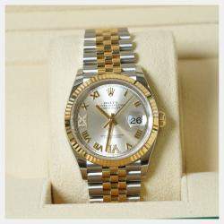 Pre Owned Rolex Datejust 126233-0031 Automatic Silver Diamond 18K Yellow Gold Stainless Steel Women’s Wristwatch 36 mm