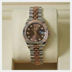Pre Owned Rolex Datejust 279171-0011 Automatic Chocolate Diamond 18K Rose Gold Stainless Steel Women’s Wristwatch 28 mm