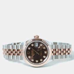 Pre Owned Rolex Datejust 279171-0011 Automatic Chocolate Diamond 18K Rose Gold Stainless Steel Women’s Wristwatch 28 mm
