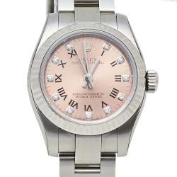 مملوكة مسبقًا Rolex Pink 18K White Gold Stainless Steel Diamonds Oyster Perpetual 176234 Women's Wristwatch 26 mm