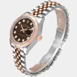 Rolex Chocolate Diamond 18K Rose Gold And Stainless Steel Datejust 279171 Women's Wristwatch 28 mm