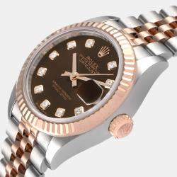 Rolex Chocolate Diamond 18K Rose Gold And Stainless Steel Datejust 279171 Women's Wristwatch 28 mm