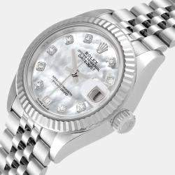 Rolex Diamond MOP 18K White Gold And Stainless Steel Datejust 279174 Women's Wristwatch 28 mm