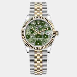 Rolex Datejust Green Diamond Floral Dial, Yellow Gold & Steel 31 MM