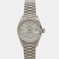 Rolex Silver 18k White Gold Datejust 79179 Automatic Women's Wristwatch 25 mm