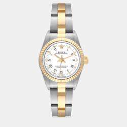 Rolex Oyster Perpetual Steel Yellow Gold White Dial Ladies Watch 76193