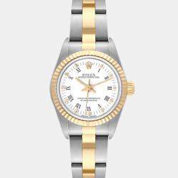 Rolex Oyster Perpetual Steel Yellow Gold White Dial Ladies Watch 76193