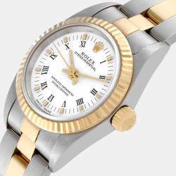 Rolex Oyster Perpetual Steel Yellow Gold White Dial Ladies Watch 76193