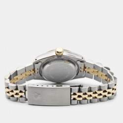 Pre Owned Rolex Champagne Linen Dial 18K Yellow Gold Stainless Steel Datejust 69173 Women's Wristwatch 26 mm