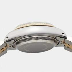 Pre Owned Rolex Champagne Linen Dial 18K Yellow Gold Stainless Steel Datejust 69173 Women's Wristwatch 26 mm