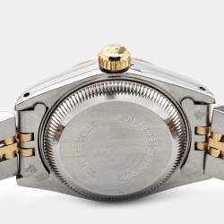 Pre Owned Rolex Champagne Linen Dial 18K Yellow Gold Stainless Steel Datejust 69173 Women's Wristwatch 26 mm