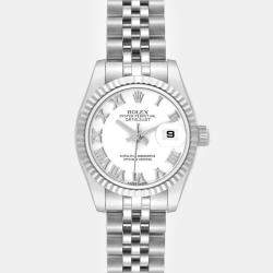 Rolex Datejust Steel White Gold White Roman Dial Ladies Watch 179174 26 mm