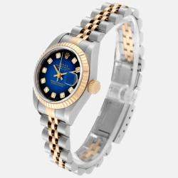 Rolex Datejust Steel Yellow Gold Blue Vignette Diamond Dial Watch 26.0 mm