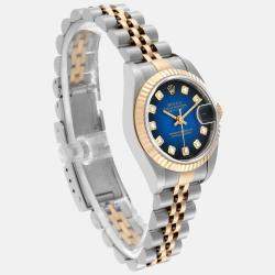 Rolex Datejust Steel Yellow Gold Blue Vignette Diamond Dial Watch 26.0 mm