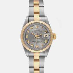 Rolex Datejust Steel Yellow Gold Slate Dial Ladies Watch 69163