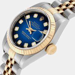 Rolex Datejust Steel Yellow Gold Blue Vignette Diamond Dial Ladies Watch 79173 26 mm