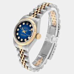 Rolex Datejust Steel Yellow Gold Blue Vignette Diamond Dial Ladies Watch 79173 26 mm