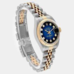 Rolex Datejust Steel Yellow Gold Blue Vignette Diamond Dial Ladies Watch 79173 26 mm