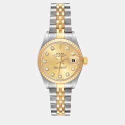 Rolex Datejust Steel Yellow Gold Champagne Diamond Dial Ladies Watch 79173