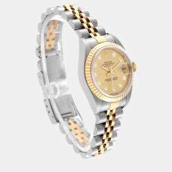 Rolex Datejust Steel Yellow Gold Champagne Diamond Dial Ladies Watch 79173