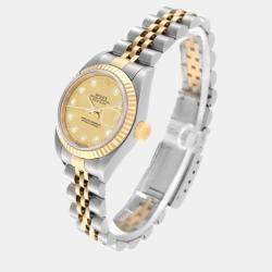 Rolex Datejust Steel Yellow Gold Champagne Diamond Dial Ladies Watch 79173