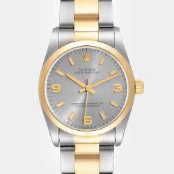 Rolex Midsize 31 Slate Dial Yellow Gold Steel Ladies Watch 67483