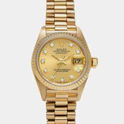 Rolex Champagne 18K Yellow Gold Diamond President Datejust Women's Wristwatch 26 MM