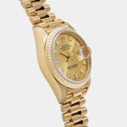 Rolex Champagne 18K Yellow Gold Diamond President Datejust Women's Wristwatch 26 MM