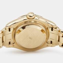 Pre Owned Rolex Mother Of Pearl Diamond 18K Yellow Gold Pearlmaster Datejust 69318 Women's Wristwatch 29 mm