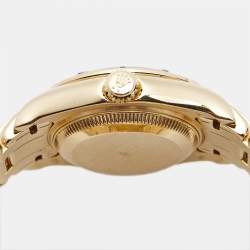 Pre Owned Rolex Mother Of Pearl Diamond 18K Yellow Gold Pearlmaster Datejust 69318 Women's Wristwatch 29 mm