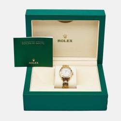 Pre Owned Rolex Mother Of Pearl Diamond 18K Yellow Gold Pearlmaster Datejust 69318 Women's Wristwatch 29 mm