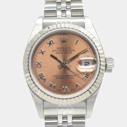 Rolex Pink 18K White Gold Stainless Steel Datejust U-number Wristwatch