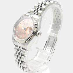 Rolex Pink 18K White Gold Stainless Steel Datejust U-number Wristwatch