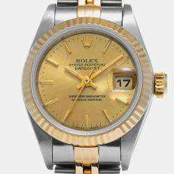 Rolex Champagne 18k Yellow Gold Stainless Steel Datejust 69173 Automatic Women's Wristwatch 26 mm