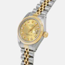 Rolex Champagne Diamond 18k Yellow Gold Stainless Steel Datejust Automatic Women's Wristwatch 26 mm