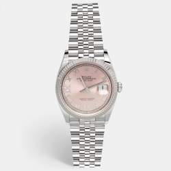 Rolex Pink 18K White Gold Oystersteel Diamond Datejust M126234-0031 Women's Wristwatch 36 mm