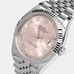 Rolex Pink 18K White Gold Oystersteel Diamond Datejust M126234-0031 Women's Wristwatch 36 mm