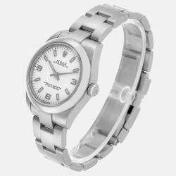 Rolex Midsize White Dial Domed Bezel Steel Ladies Watch 177200