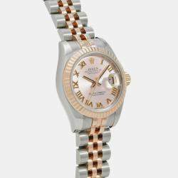 Rolex Pink 18k Rose Gold Stainless Steel Datejust 179171 Automatic Women's Wristwatch 26 mm