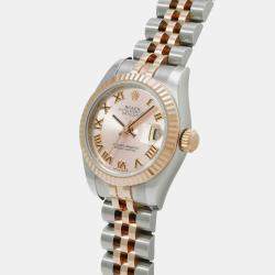 Rolex Pink 18k Rose Gold Stainless Steel Datejust 179171 Automatic Women's Wristwatch 26 mm