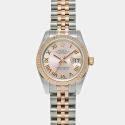 Rolex Pink 18k Rose Gold Stainless Steel Datejust 179171 Automatic Women's Wristwatch 26 mm