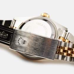 مملوكة مسبقًا Rolex Champagne 18k Yellow Gold Stainless Steel Datejust 69173 Women's Wristwatch 26 mm