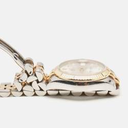 Pre Owned Rolex Silver DIamond 18K Yellow Gold Oystersteel Datejust M178273-0015 Women's Wristwatch 31 mm