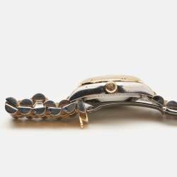 Pre Owned Rolex Silver DIamond 18K Yellow Gold Oystersteel Datejust M178273-0015 Women's Wristwatch 31 mm