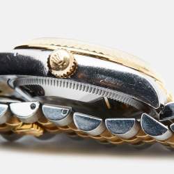 Pre Owned Rolex Silver DIamond 18K Yellow Gold Oystersteel Datejust M178273-0015 Women's Wristwatch 31 mm