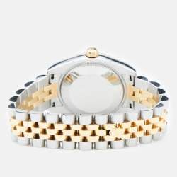 Pre Owned Rolex Silver DIamond 18K Yellow Gold Oystersteel Datejust M178273-0015 Women's Wristwatch 31 mm