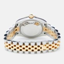 Pre Owned Rolex Silver DIamond 18K Yellow Gold Oystersteel Datejust M178273-0015 Women's Wristwatch 31 mm