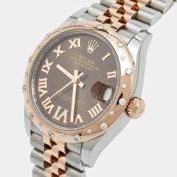 Pre Owned Rolex Chocolate Diamond 18K Everose Gold Oystersteel Datejust 278341RBR-003 Women's Wristwatch 31 mm
