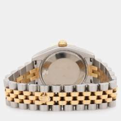 Pre Owned Rolex White 18k Yellow Gold 12 Diamond Bezel Oyster Perpetual Datejust Women's Wristwatch 31 mm