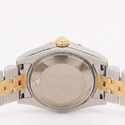 Pre Owned Rolex White 18k Yellow Gold 12 Diamond Bezel Oyster Perpetual Datejust Women's Wristwatch 31 mm